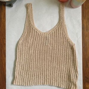 Beige Knit Tank Top